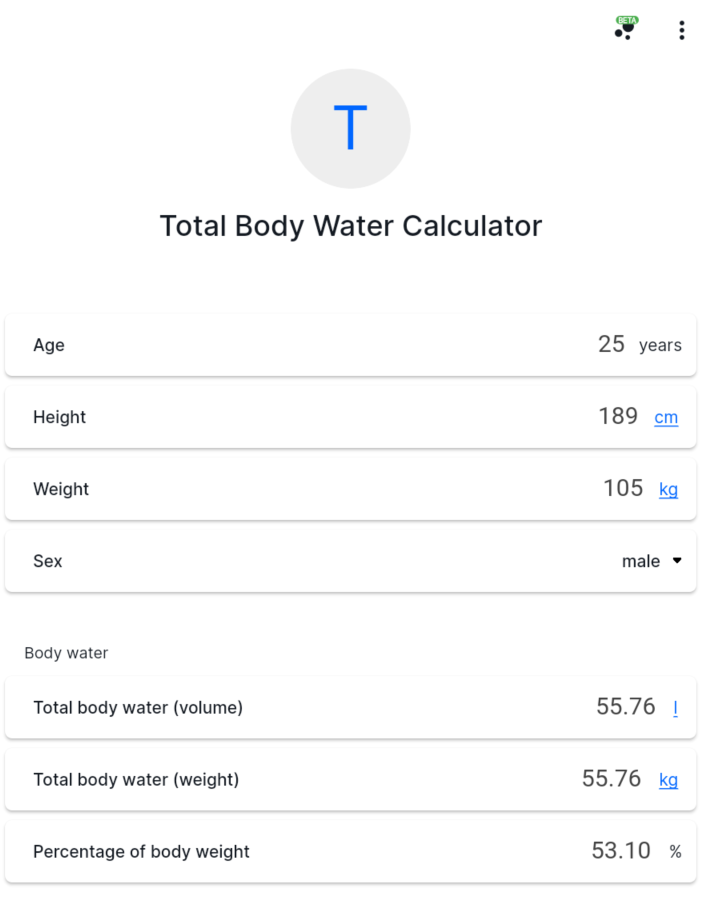 total body water calcon calculator