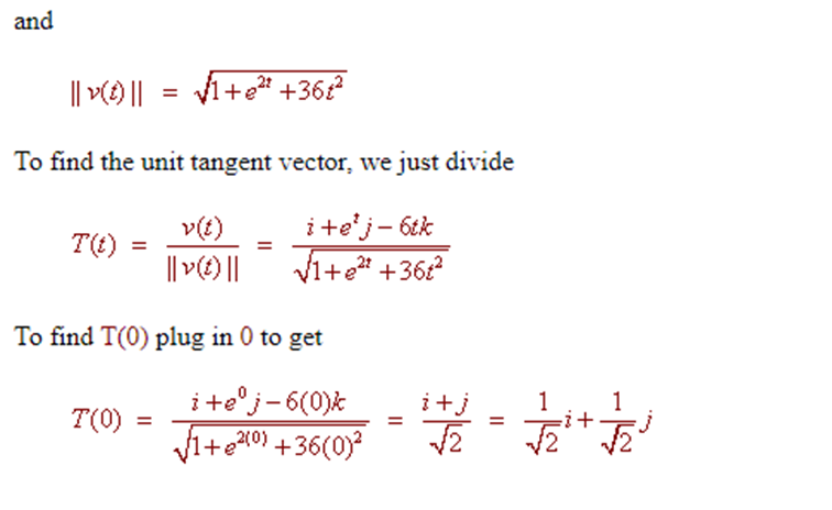 unit vector - tangent vector