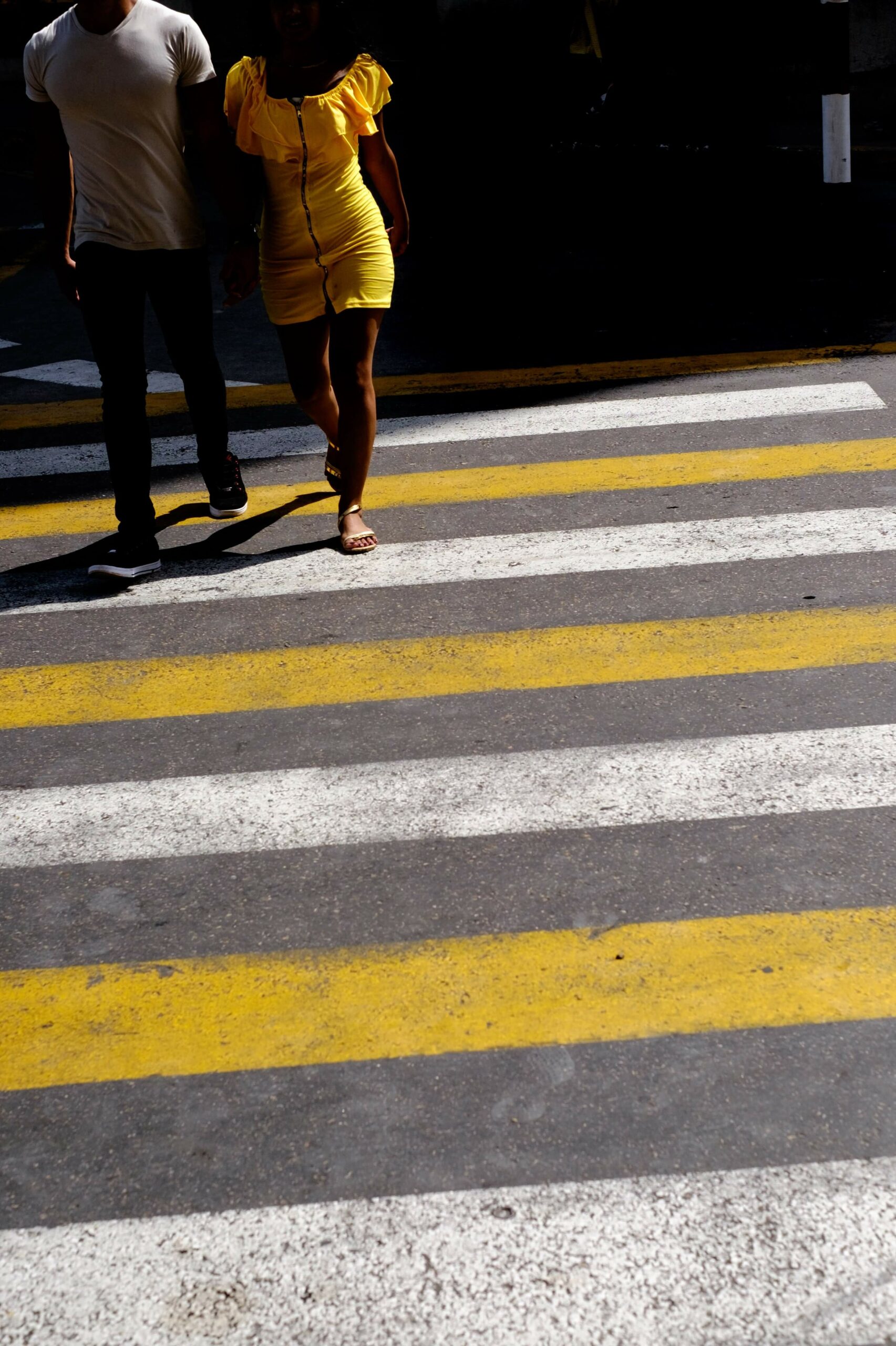 A pedestrian crossing - zebra's white stripes - Real world parallel lines.